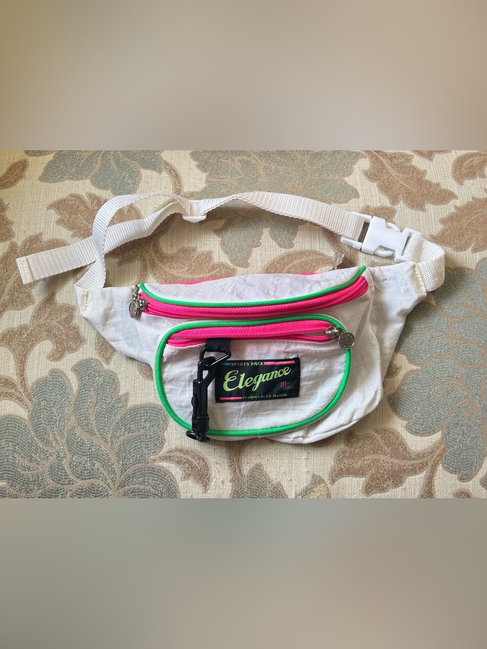 vintage 90s neon fanny pack waist bag pink green sport pack retro